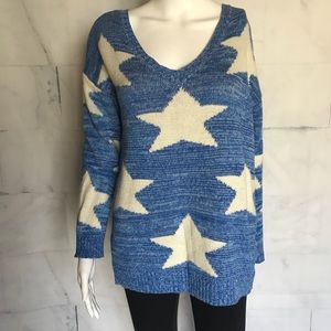 Charming Charlie Blue Star Design Sweater